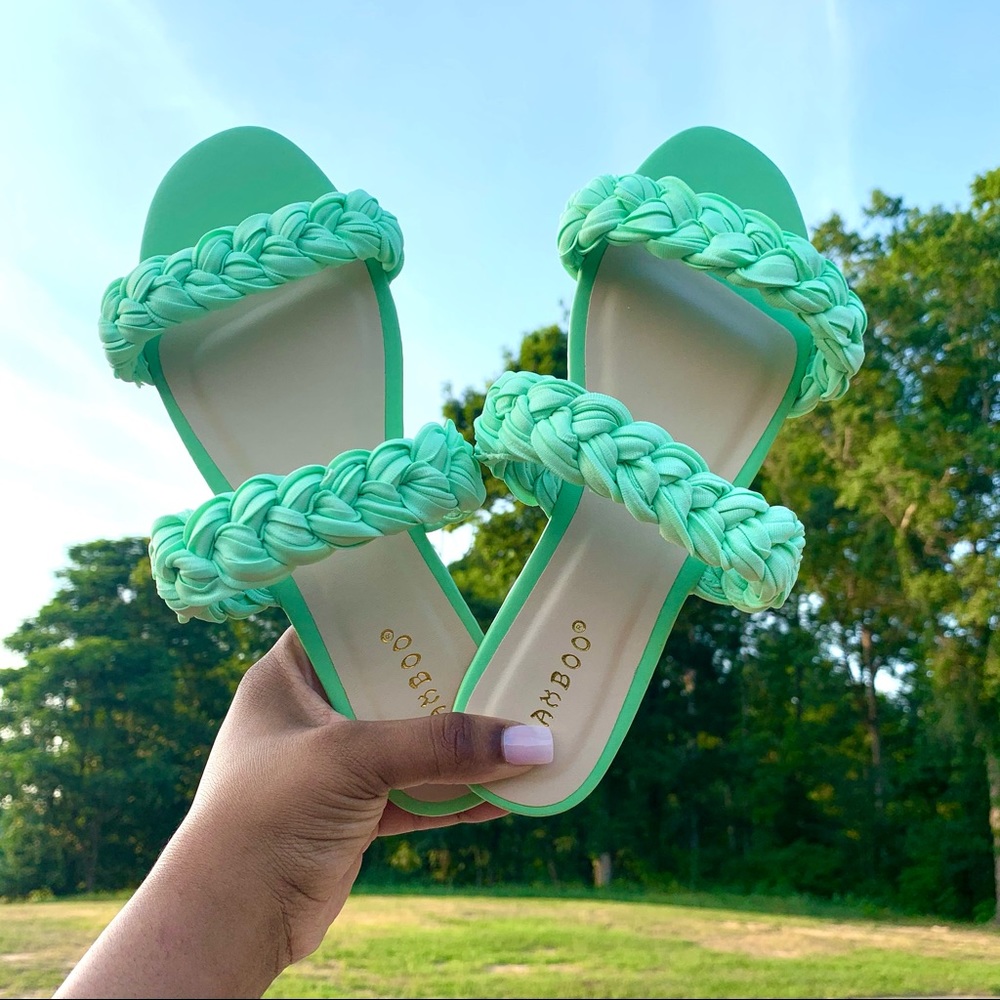 Mint Braided Double Strap Sandal